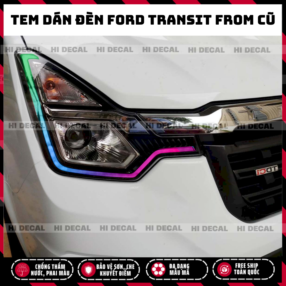 Tem đèn Transit 2022 - 2023. Decal dán đèn xe Ford Transit trang trí đèn chống nước bền màu