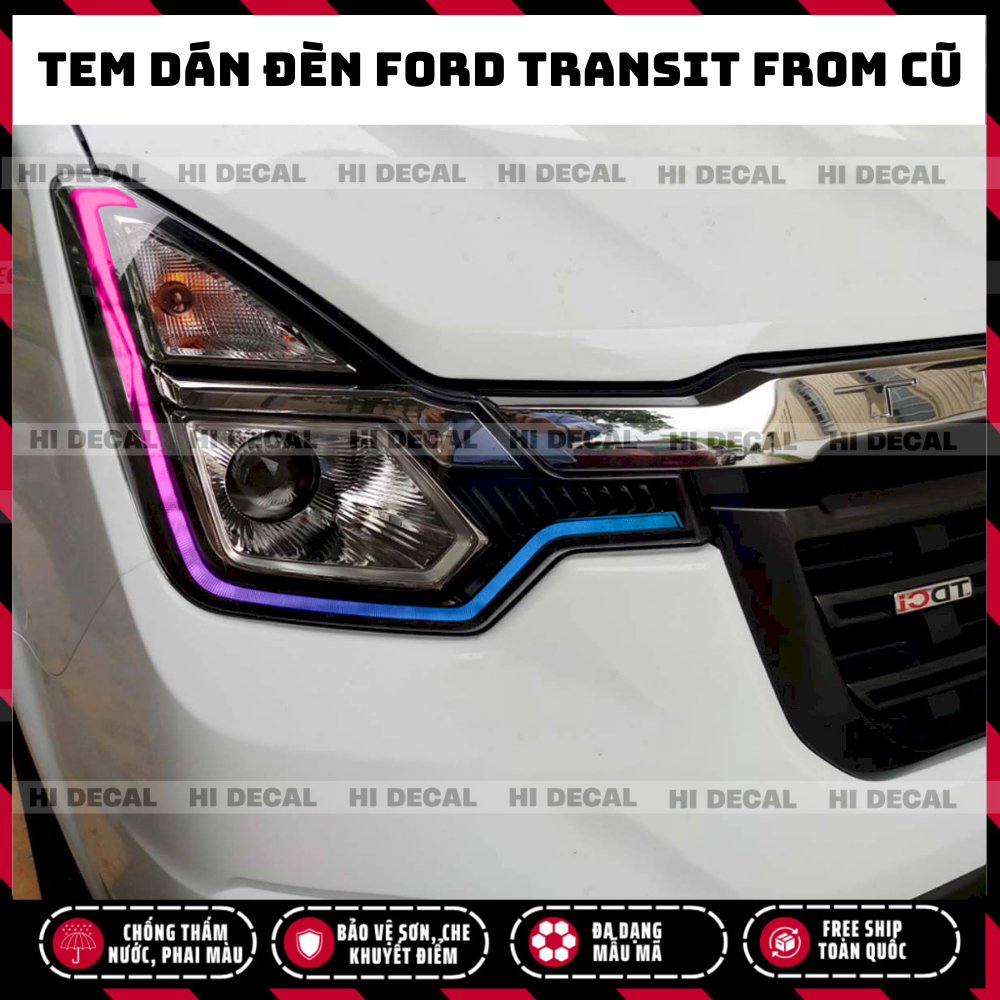Tem đèn Transit 2022 - 2023. Decal dán đèn xe Ford Transit trang trí đèn chống nước bền màu