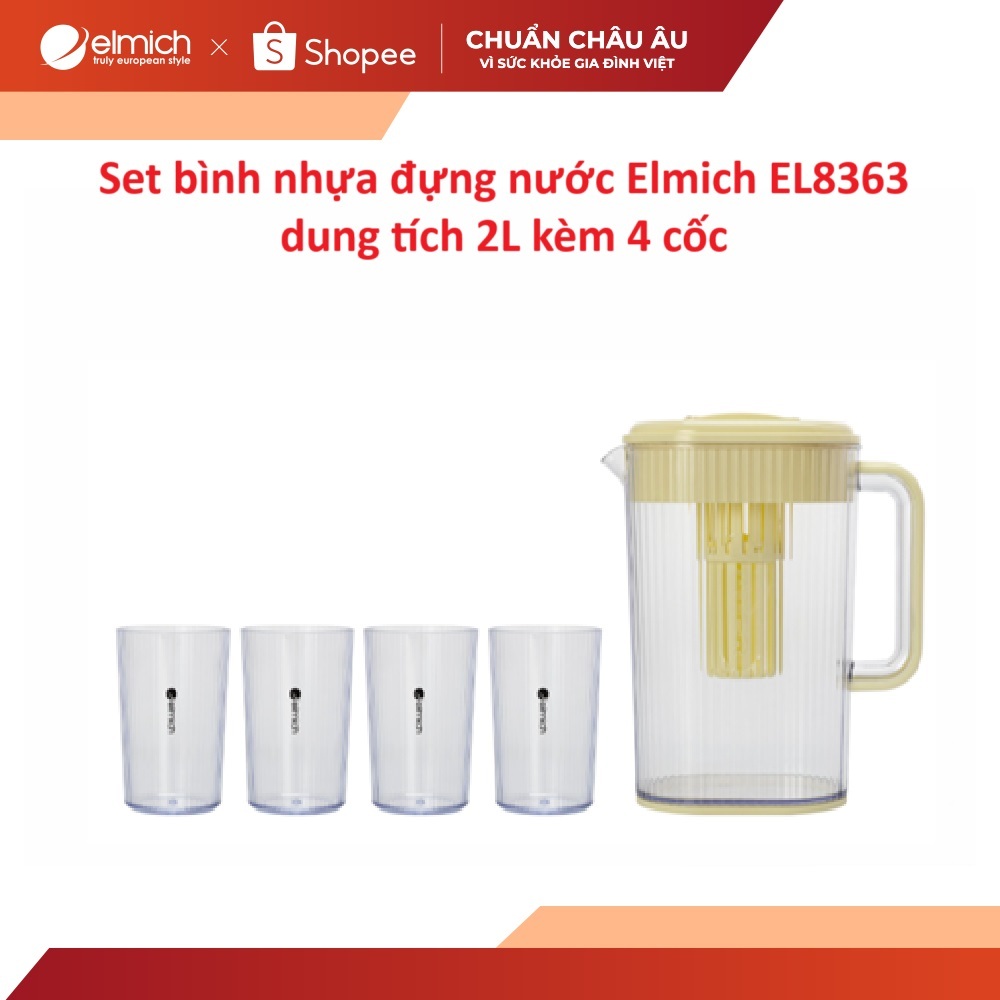 Bộ bình đựng nước Elmich EL8363 dung tích 2L kèm 4 cốc