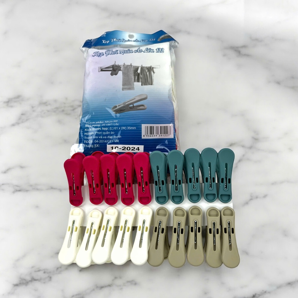 Bộ Kẹp Nhựa Vinh Nam Plastic 20 Cái/Lốc Kẹp Phơi Quần Áo Kẹp Nhựa Mã 119 - 122