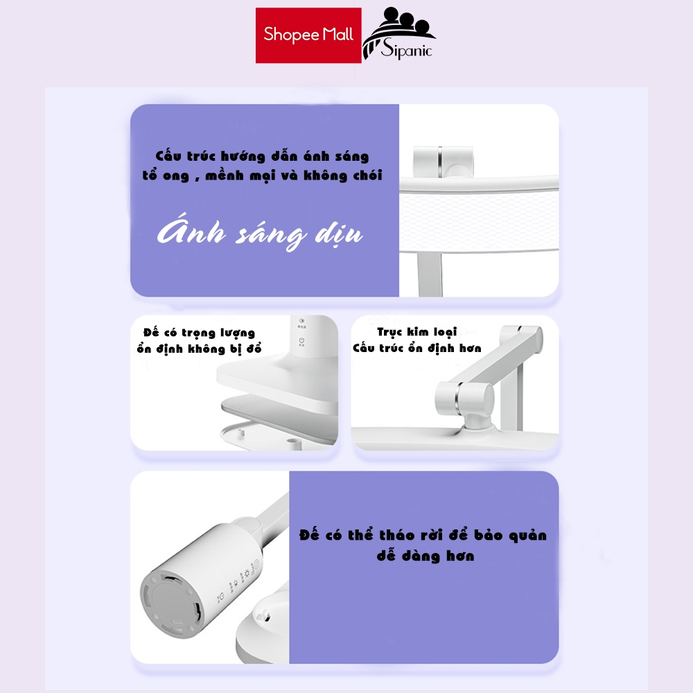 Ảnh Đèn bàn học đọc sách tích điện Sipanic pin 4500mAh 3 chế độ ánh bảo vệ mắt chống cận 2