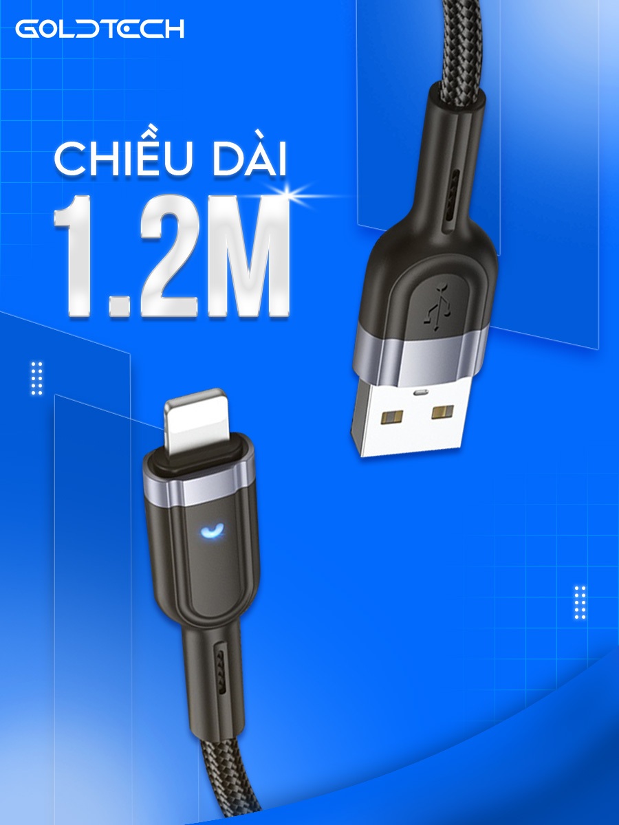 Ảnh Dây sạc IP Hoco U117 12W có đèn, tự ngắt khi đầy pin, bọc dù bền bỉ, dài 1 mét 4