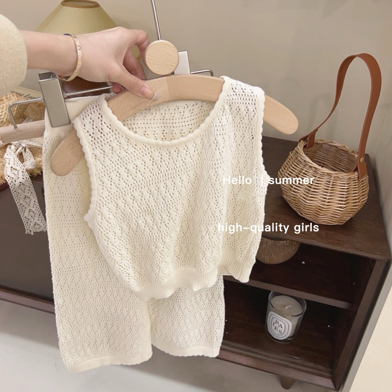 (ORDER) Bộ quần áo thông hơi vibe biển mùa hè phong cách Hàn Quốc dành cho bé gái