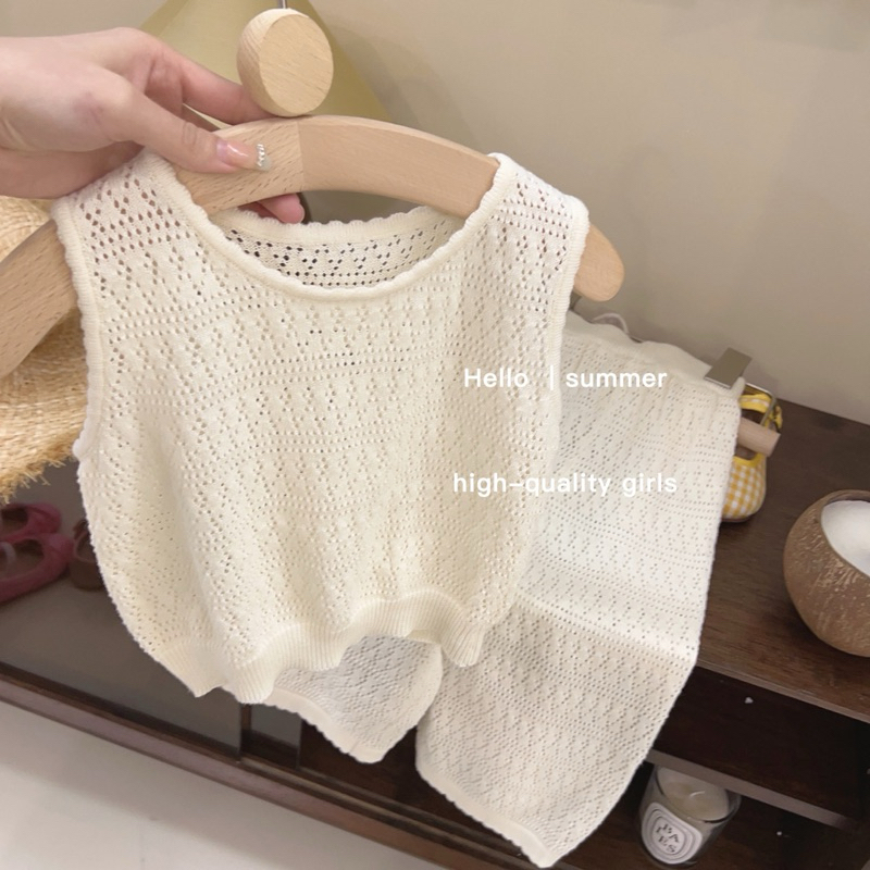 (ORDER) Bộ quần áo thông hơi vibe biển mùa hè phong cách Hàn Quốc dành cho bé gái
