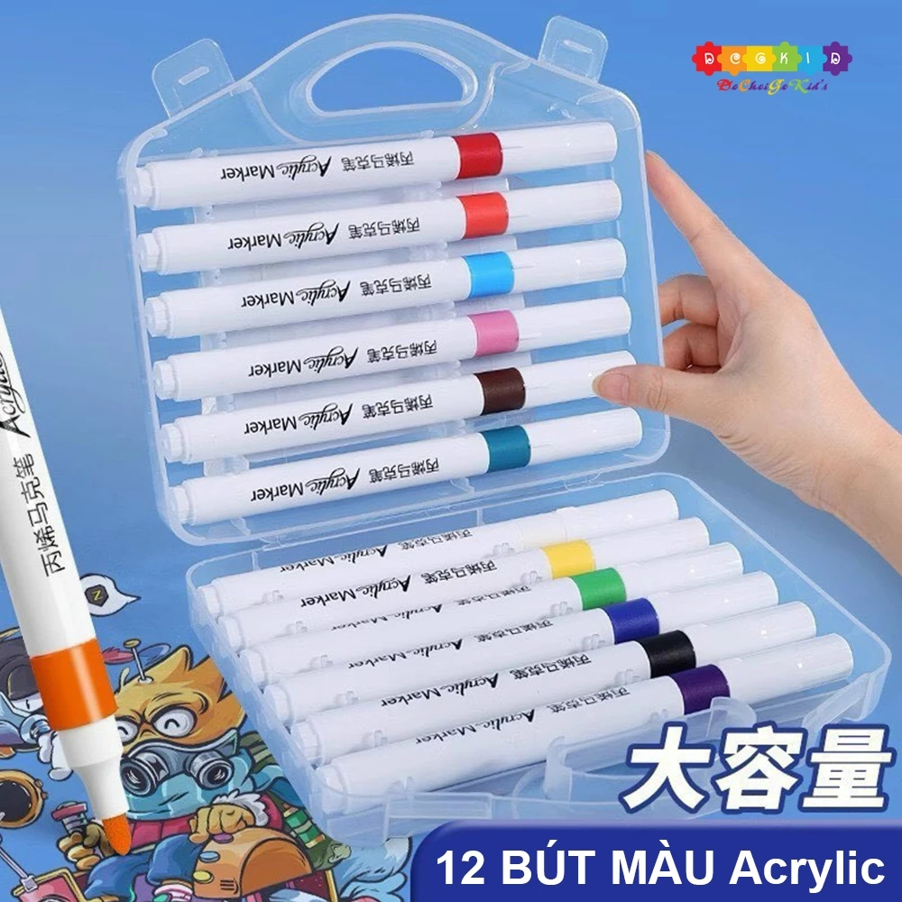 Bút màu Acrylic Marker Cao Cấp12/24/36/48 bút sơn Acrylic chống nước vẽ trên mọi chất liệu vẽ giày v