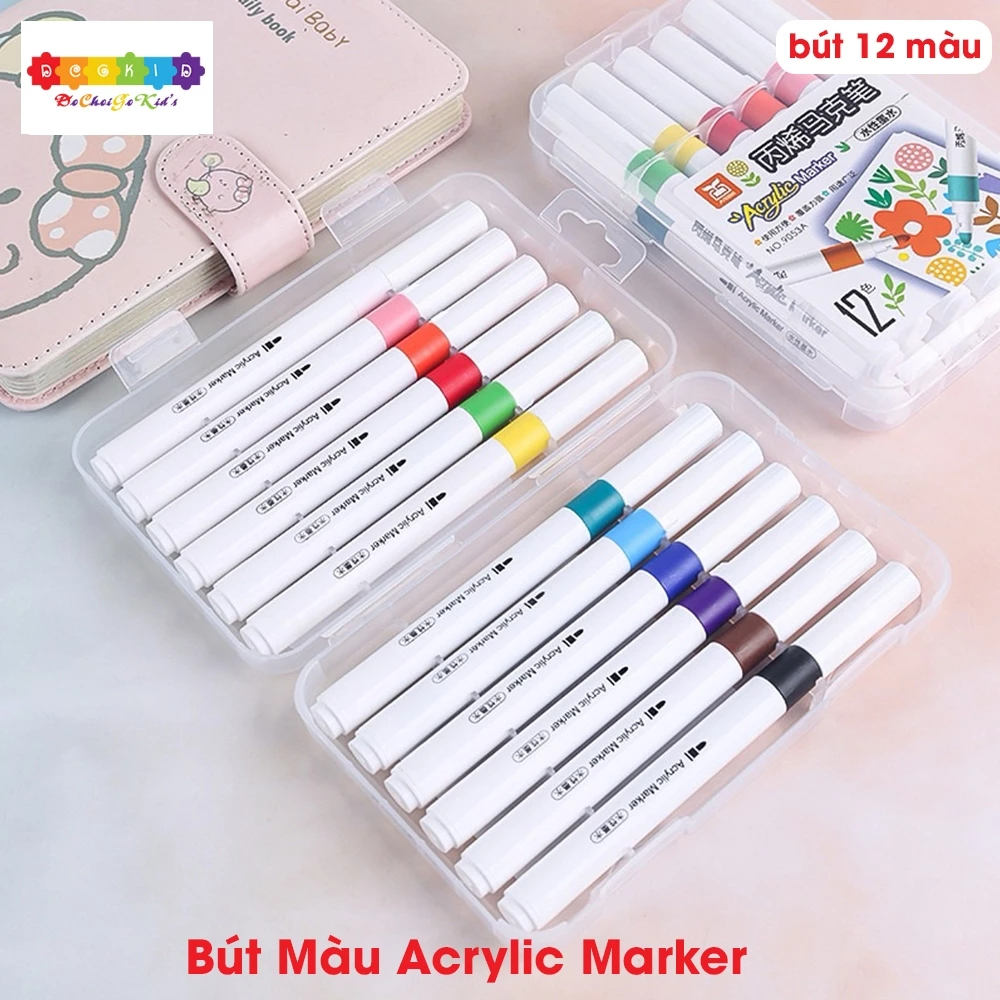 Bút màu Acrylic Marker Cao Cấp12/24/36/48 bút sơn Acrylic chống nước vẽ trên mọi chất liệu vẽ giày v
