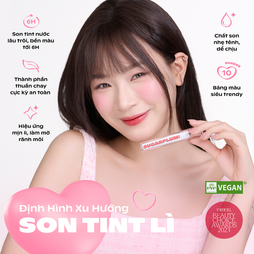 Ảnh Son Tint Nước Mịn Lì Thuần Chay SUGARPLUM MistyNow Blurring Tint (3.8g) 3