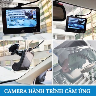 Camera Hành Trình Ô Tô 3 Mắt DVR 4 inch CẢM ỨNG fullHD 1080p - Ghi Hình Với 3 Camera Trước, Trong Và Sau Xe, Có Cam Lùi