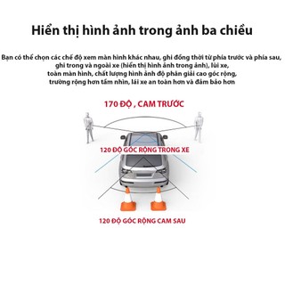Camera Hành Trình Ô Tô 3 Mắt DVR 4 inch CẢM ỨNG fullHD 1080p - Ghi Hình Với 3 Camera Trước, Trong Và Sau Xe, Có Cam Lùi