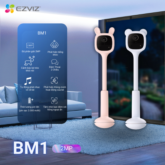 Ảnh Camera Baby EZVIZ BM1, FHD 1080P, Pin Sạc & Wi-fi, Hồng Ngoại Vô Hình 1