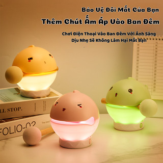 Đèn Ngủ Hình Cá Gỗ Gõ Mõ Tịnh Tâm - Đèn LED Một Chạm 3 Chế Độ Sáng, Đèn Decor Phòng Ngủ Bảo Vệ Mắt