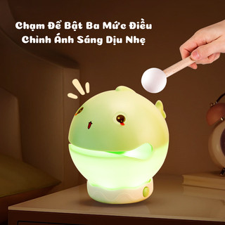 Đèn Ngủ Hình Cá Gỗ Gõ Mõ Tịnh Tâm - Đèn LED Một Chạm 3 Chế Độ Sáng, Đèn Decor Phòng Ngủ Bảo Vệ Mắt