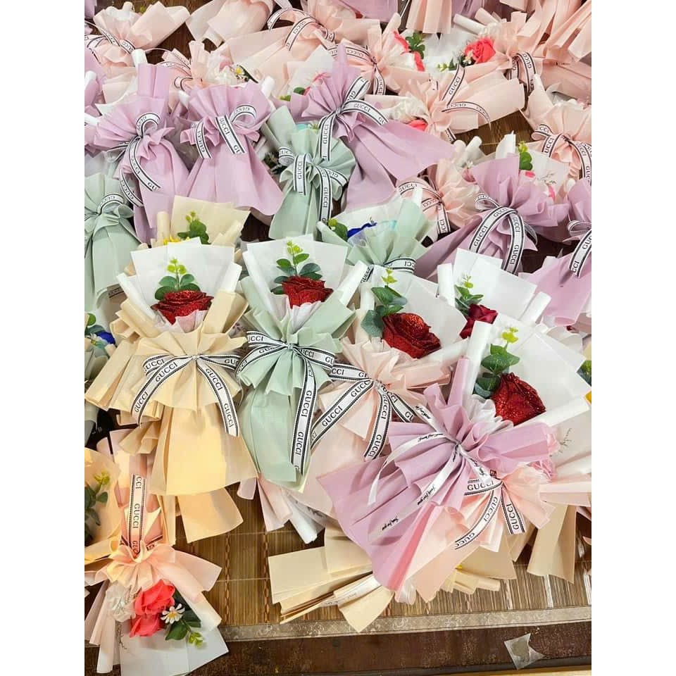 [HỎA TỐC] IK Bó Hoa Ốc Quế Gấu Bông Mini, Set Hoa Quà Tặng Valentine Sinh Nhật QUA4
