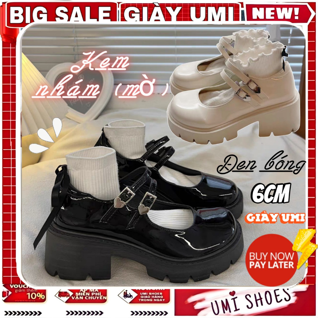 [NOWSHIP] Giày LOLITA Nữ Da Bóng, Da lì ulzzang phong cách Hàn quốc mary quai cài đế cao cá tính năng động mới hot