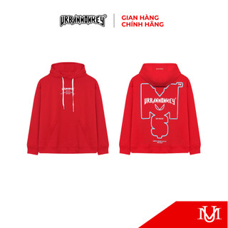 Áo Khoác Hoodie URBAN MONKEY Essential Hoodie Red V.2 Nỉ Form Regular Nam Nữ Phối Màu Đỏ Local Brand
