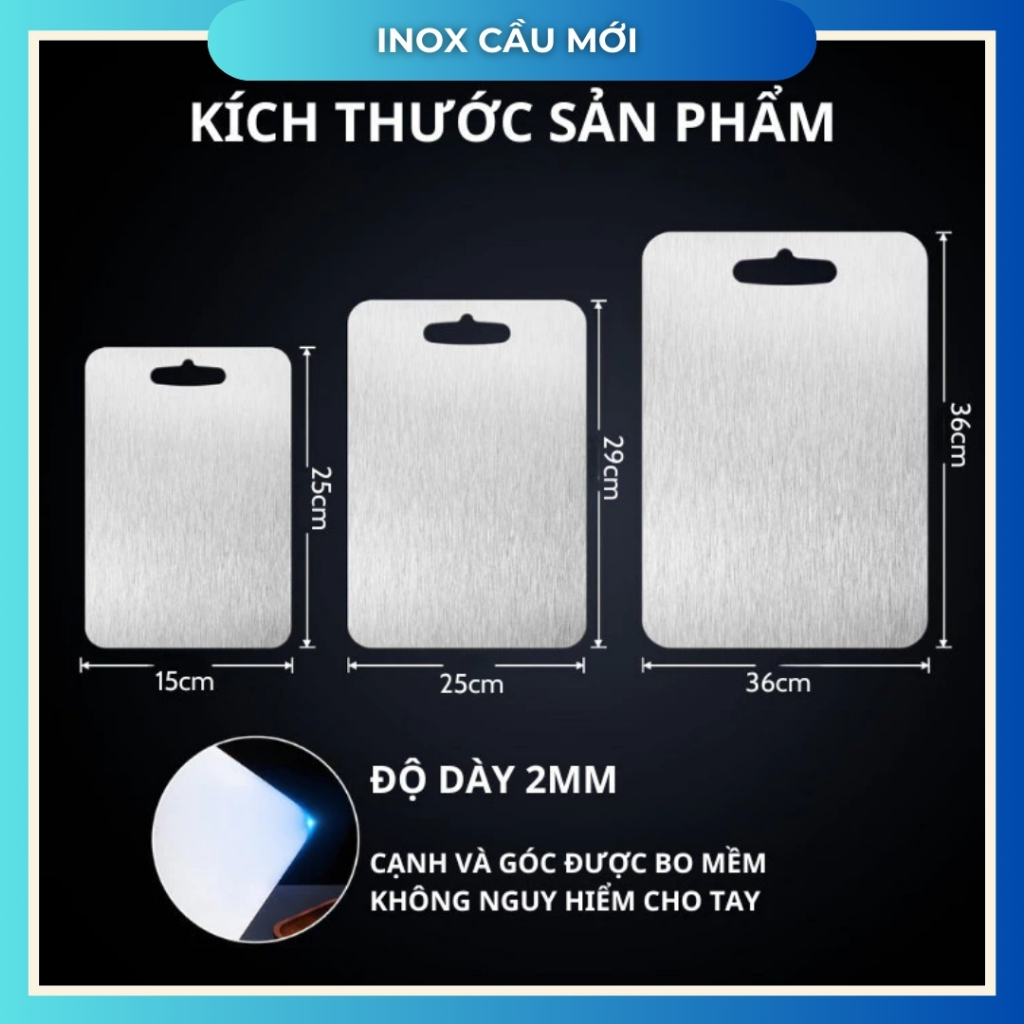 Thớt inox 304 kháng khuẩn cao cấp – chống ẩm mốc, vệ sinh dễ dàng, hàng chất lượng cao từ xưởng