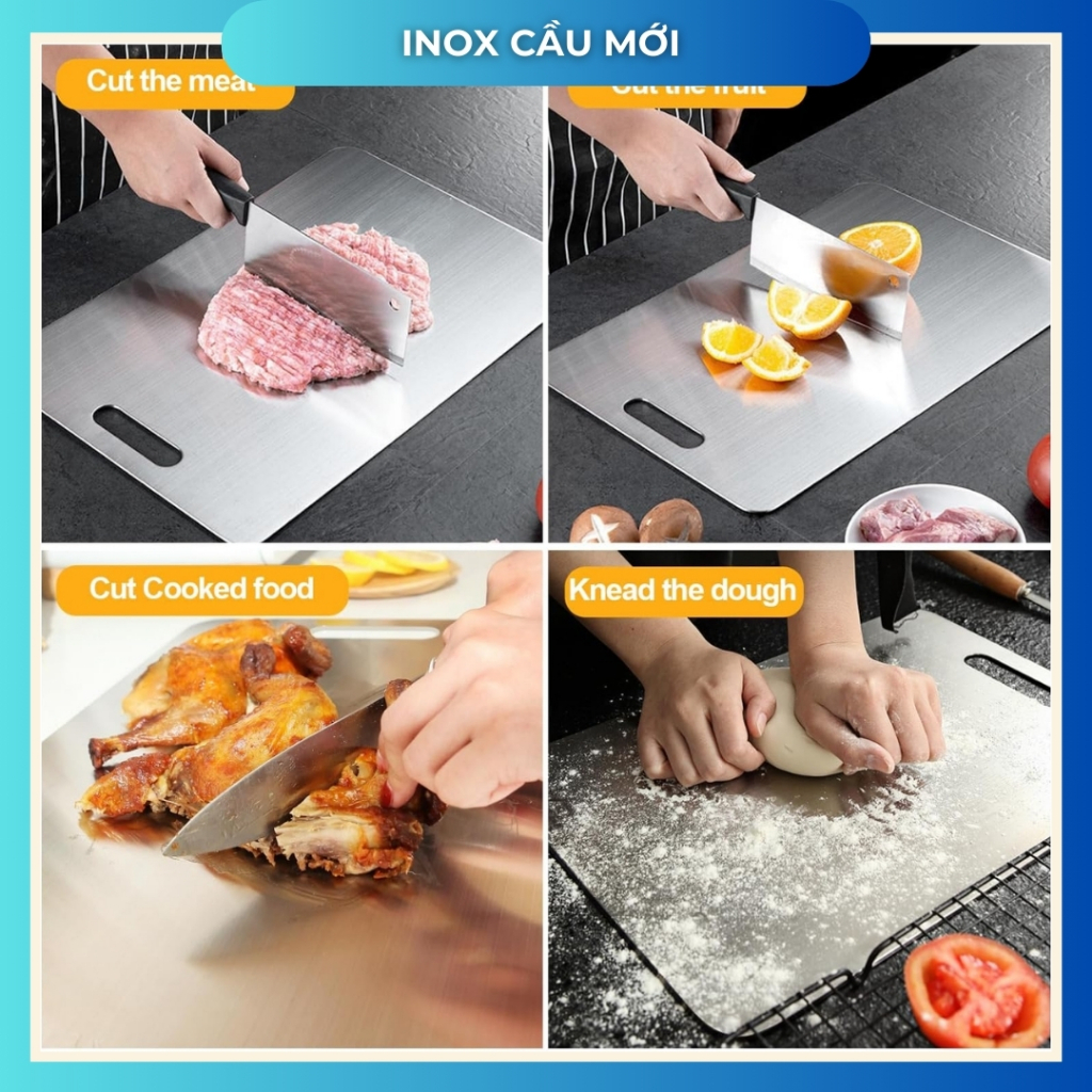Thớt inox 304 kháng khuẩn cao cấp – chống ẩm mốc, vệ sinh dễ dàng, hàng chất lượng cao từ xưởng