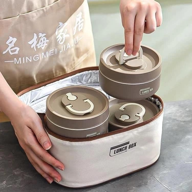 HỘP CƠM LUNCH BOX 3 TẦNG, 4 TẦNG KÈM TÚI ĐỰNG, THÌA ĐŨA TIỆN DỤNG