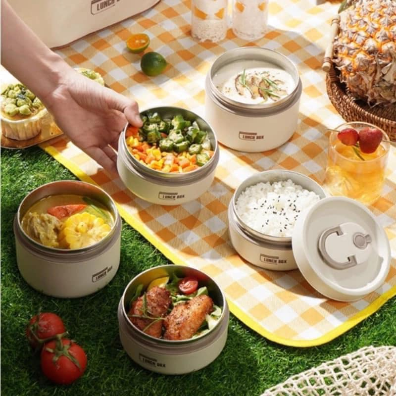 HỘP CƠM LUNCH BOX 3 TẦNG, 4 TẦNG KÈM TÚI ĐỰNG, THÌA ĐŨA TIỆN DỤNG