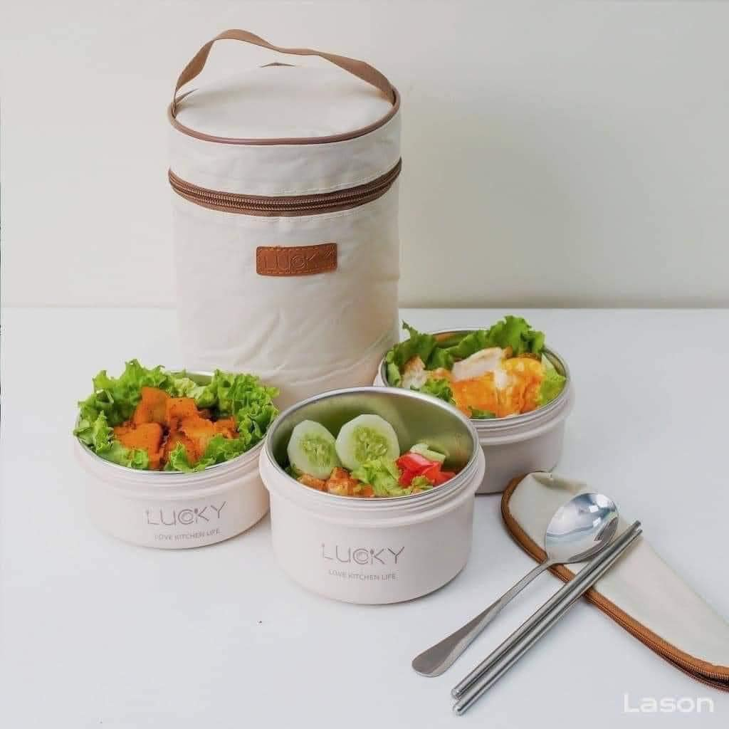 HỘP CƠM LUNCH BOX 3 TẦNG, 4 TẦNG KÈM TÚI ĐỰNG, THÌA ĐŨA TIỆN DỤNG