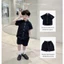 Bộ cộc tay cổ tàu chỉ nổi, chất liệu da cá giả bò mềm mại cho bé trai size 9-26kg