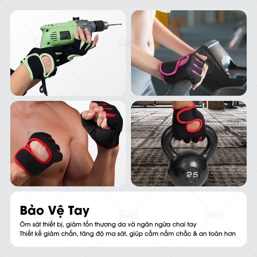 Găng Tay Tập Gym Nữ, Găng Tay Tập Thể Hình Nữ - Găng Tay Mút - GT-HoDan