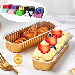 Hộp thiếc Hộp nhôm hình chữ nhật dài 200ml nhiều màu đựng bánh Mousse, nướng trong NCKD