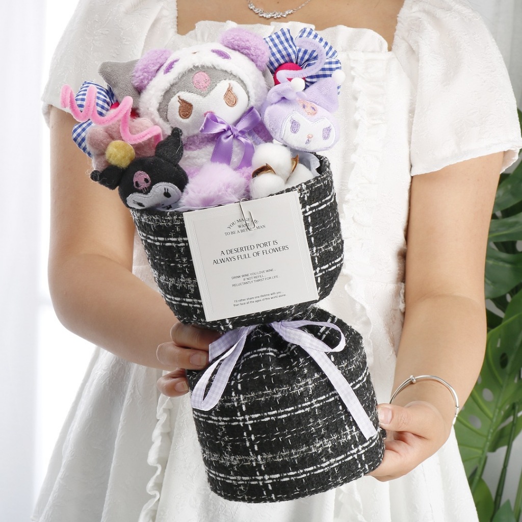 [Kèm túi, thiệp] Bó hoa gấu bông, hoa sáp thích hợp quà tặng sinh nhật, 14/2, valentine, lễ tình nhân