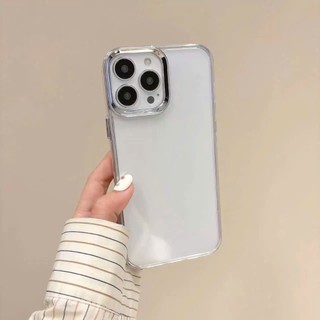 (Ốp viền cam bạc)Ốp lưng tpu dẻo trong suốt viền camera phủ bạc phím bạc chống sốc dành cho ip 12/13/14/15/16/pro/promax