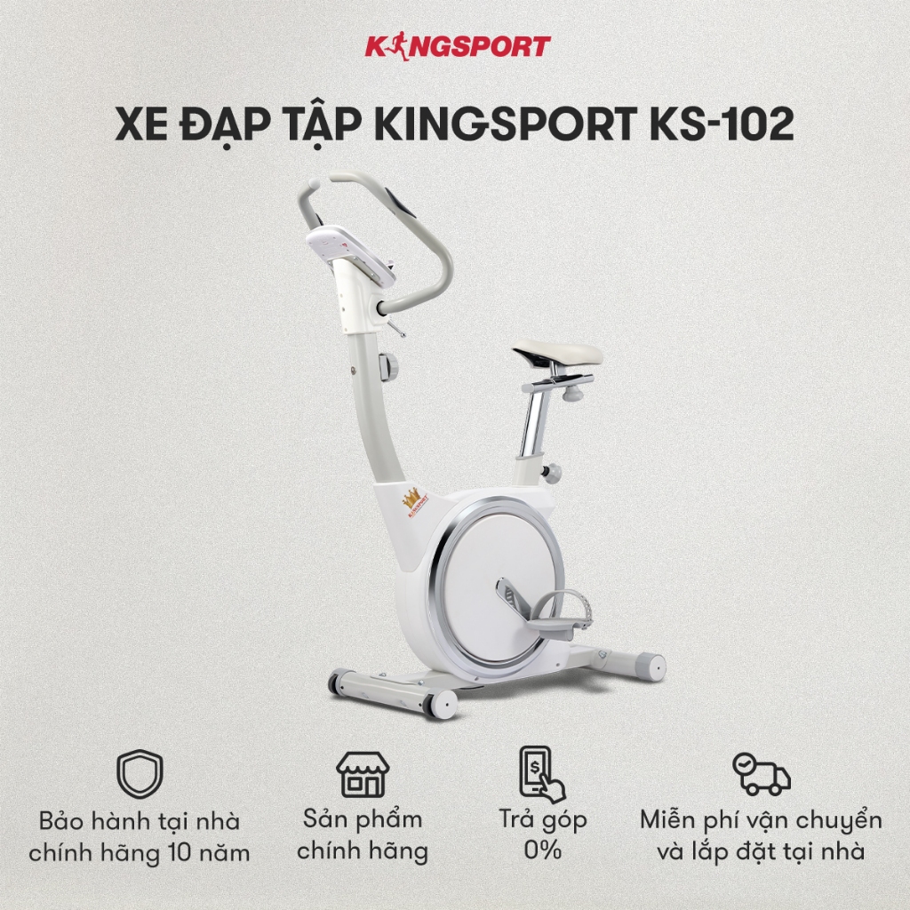 Xe đạp tập KINGSPORT KS-102 thiết kế hiện đại, kháng lực đa cấp độ, đồng hồ thông minh