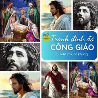 [Hỏa tốc] Tranh Đính Đá 5D Tự Làm, Tranh Đính Đá 30x40 Công giáo, Thiên chúa, không khung
