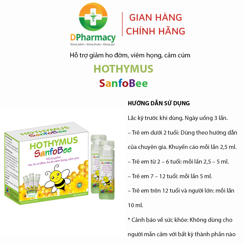 Siro Hothymus SanfoBee, Giải pháp cho trẻ ho cảm dai dẳng hay tái phát, hộp 30 gói x 5ml