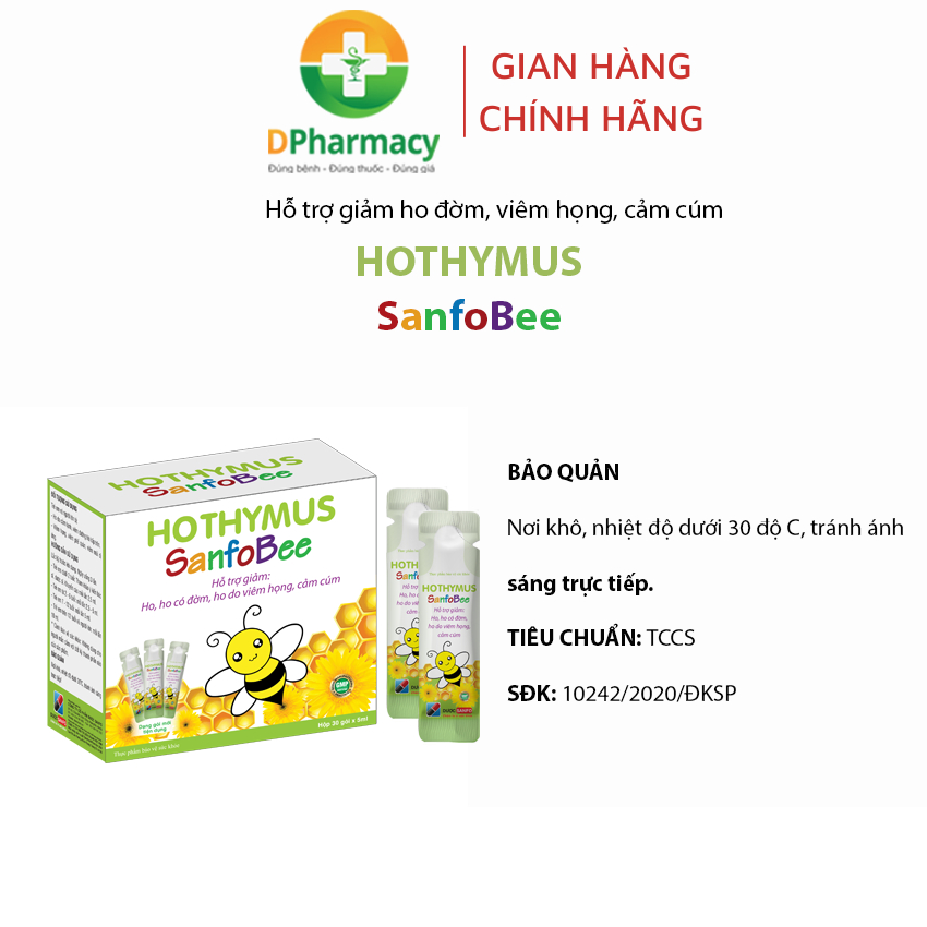 Siro Hothymus SanfoBee, Giải pháp cho trẻ ho cảm dai dẳng hay tái phát, hộp 30 gói x 5ml