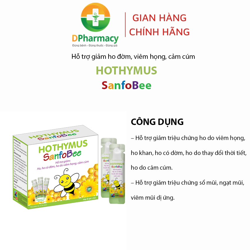 Siro Hothymus SanfoBee, Giải pháp cho trẻ ho cảm dai dẳng hay tái phát, hộp 30 gói x 5ml