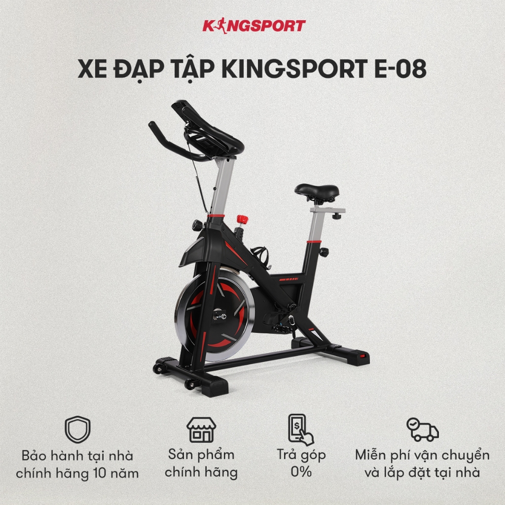 Xe đạp tập KINGSPORT Stronger E-08 bánh đà 6kg, kháng lực từ tính êm ái