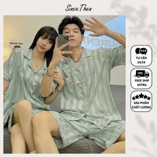 Đồ ngủ pijama cặp đôi mặc nhà ngắn tay, bộ ngủ lụa đôi lụa satin mùa hè (kèm ảnh cận vải) - Since Then