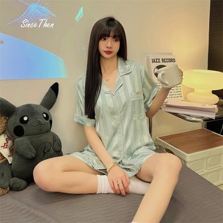 Đồ ngủ pijama cặp đôi mặc nhà ngắn tay, bộ ngủ lụa đôi lụa satin mùa hè (kèm ảnh cận vải) - Since Then