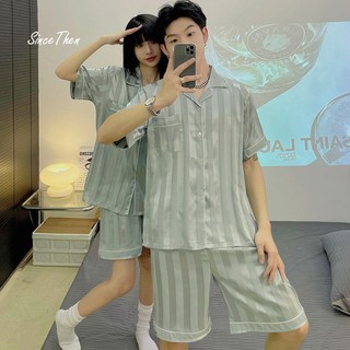Đồ ngủ pijama cặp đôi mặc nhà ngắn tay, bộ ngủ lụa đôi lụa satin mùa hè (kèm ảnh cận vải) - Since Then