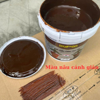 Sơn chậu cảnh cao cấp SuPon màu nâu cánh gián, hộp 1kg, 5 chổi quét sơn