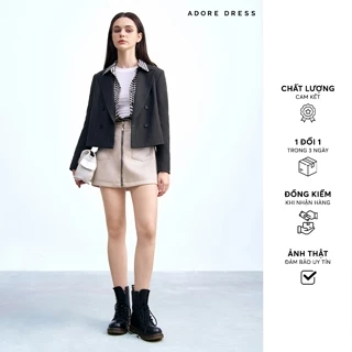 412SK0013 - Chân váy mini A ánh silver khoá thân trước ADORE DRESS