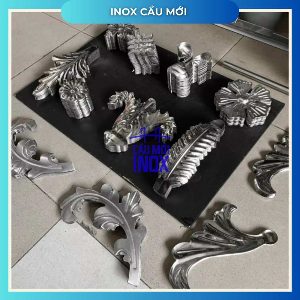 Hoa lá inox 304, lá thông inox, phụ kiện hoa lá trang trí cửa cổng, lan can, cầu thang đẹp
