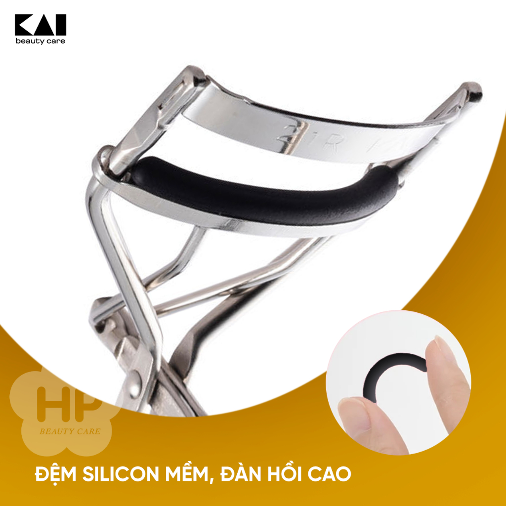 Dụng Cụ Bấm Cong Lông Mi Kai Thân Thép Không Gỉ Kai KQ-3162 (Hộp Màu Vàng)