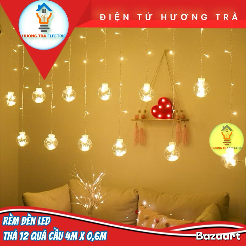 Dây đèn led thả rèm 12 QỦA CẦU Cổ Tích