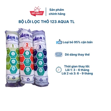 Bộ 3 lõi lọc nước AQUA số 1,2,3 mẫu mới (Gồm 3 Lõi 1+2+3) - Hàng chính hãng!