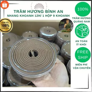 Nhang Vòng Khoanh Trầm Hương - 100% Trầm Hương Tự Nhiên - 1 hộp 9 khoanh đơn- 1 khoanh cháy 12h