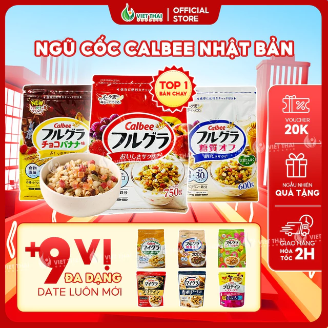 【PHIÊN BẢN MỚI + 13 VỊ】Ngũ cốc Calbee Nhật Bản Ăn Kiêng Giảm Cân - Granola Dinh Dưỡng Mix Trái Cây Hạt Ăn Sáng