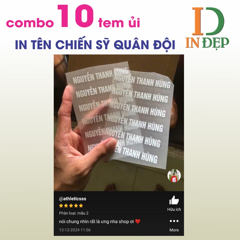 combo 10 tem In tên theo yêu cầu , phân biệt đồ các chiến sĩ , tự in ...