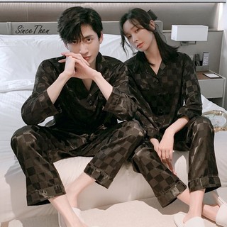 Pijama cặp đôi nam nữ lụa cao cấp, đồ ngủ pijama đôi màu đen lụa satin - Since Then