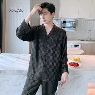 Pijama cặp đôi nam nữ lụa cao cấp, đồ ngủ pijama đôi màu đen lụa satin - Since Then