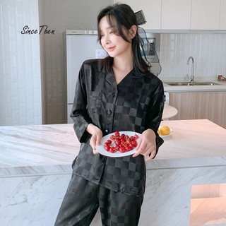 Pijama cặp đôi nam nữ lụa cao cấp, đồ ngủ pijama đôi màu đen lụa satin - Since Then